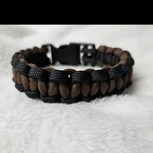 Paracord Bracelet Size‎ 8" Black/Brown New Handmade